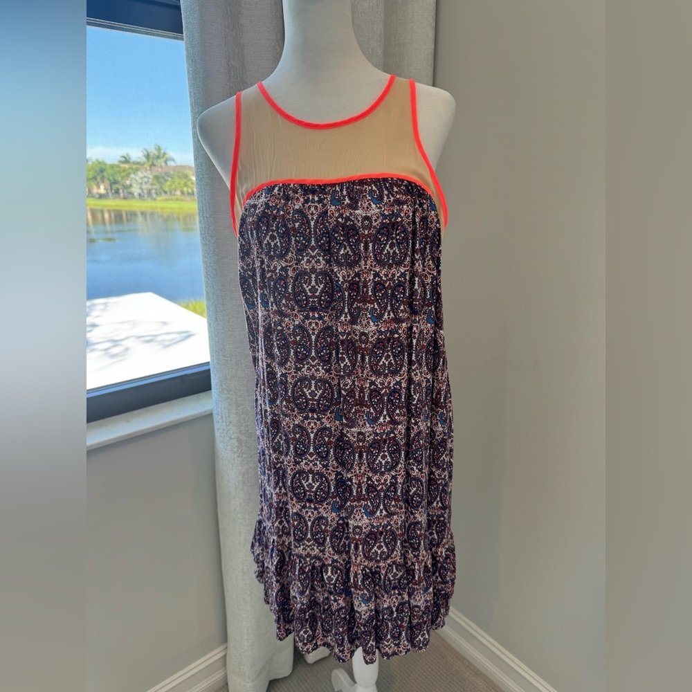 Ella Moss Orange and Blue Sleeveless Sundress